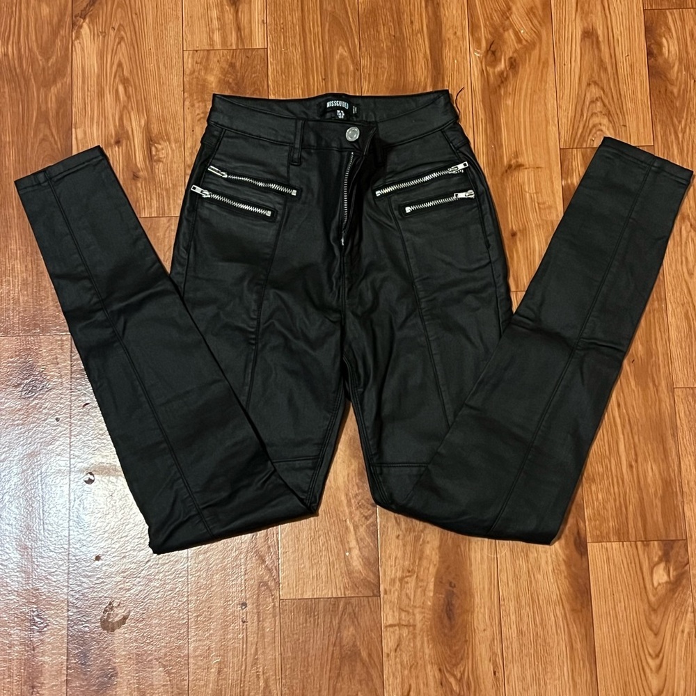 Missguided faux leather skinny fit pants size 6